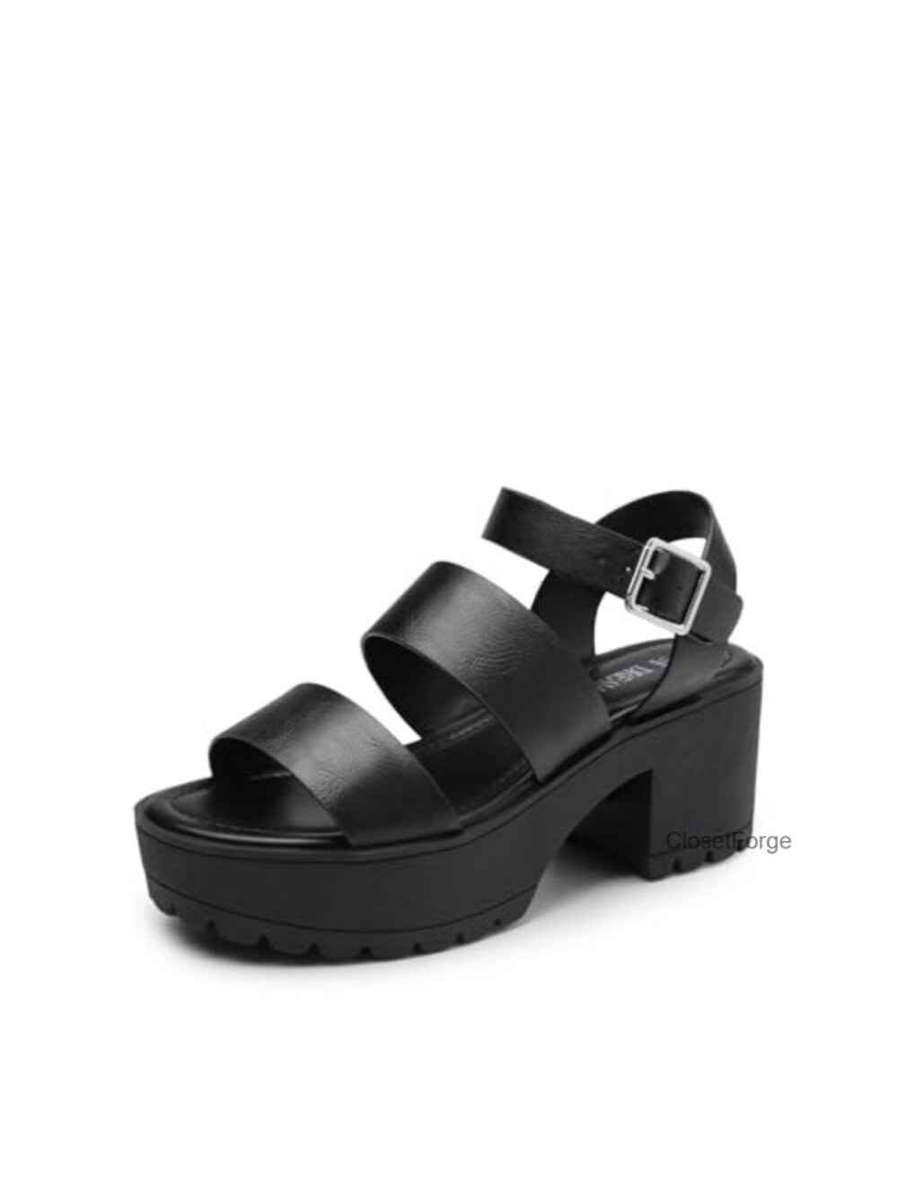 Platform Chunky Low Heel Sandals with Adjustable Ankle Strap